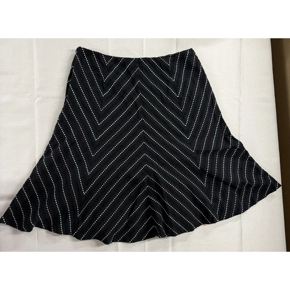 Tribal Black A-line Flare Skirt Chevron Zig Zag Sz 10 Corporate Capsule Cotton